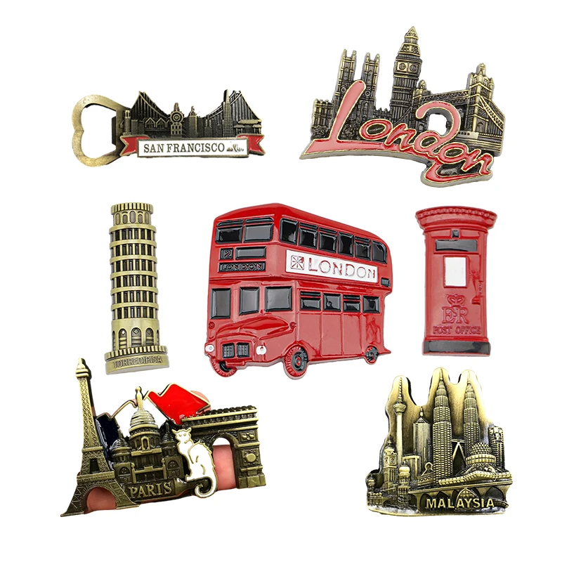 Custom Around The World Tinplate Tourist Souvenir 2d 3d Fridge Magnet Metal Tin Plate Photos Fridge Magnet
