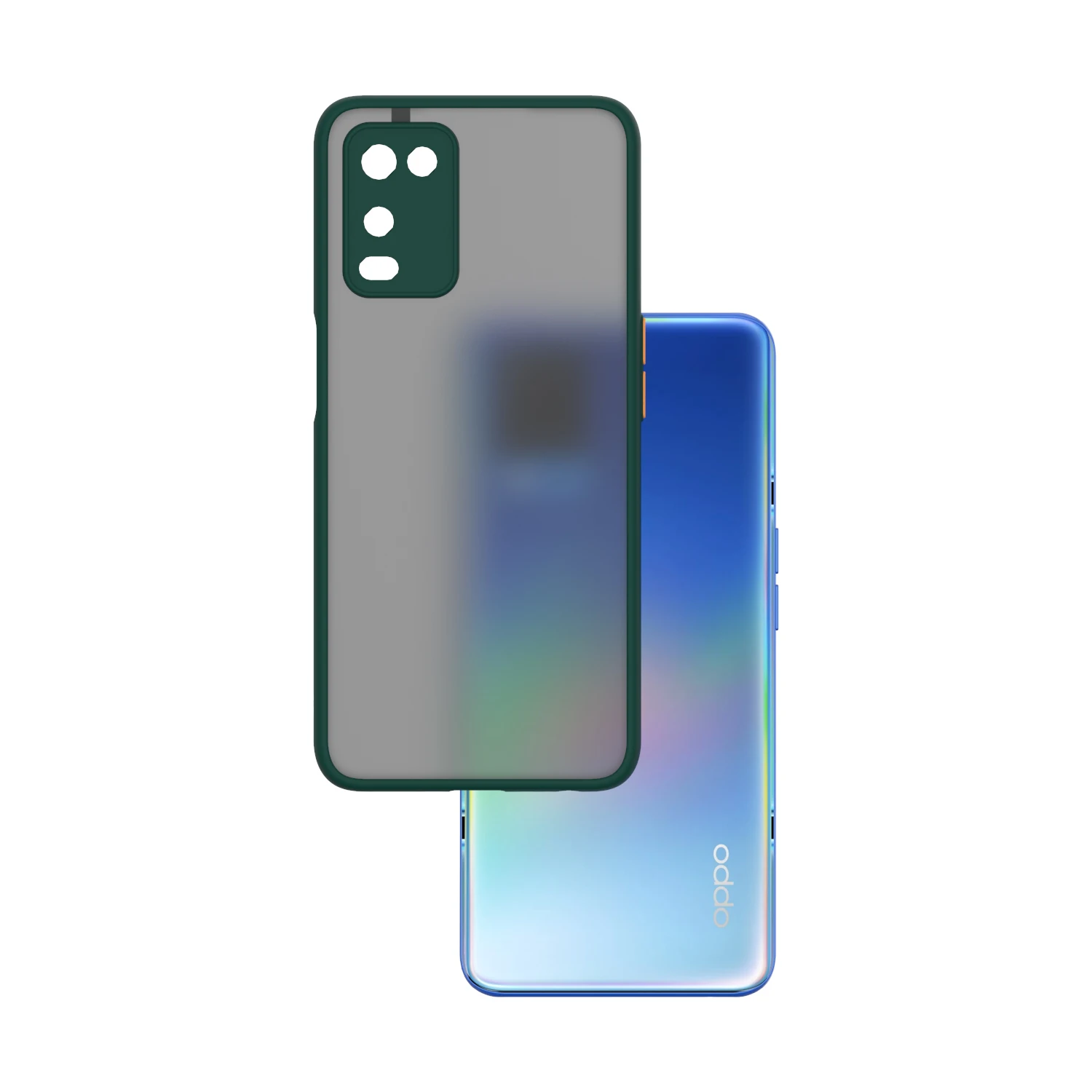 PC+TPU Bumper Frame Matte Smoke Phone Case Camera Lens Protector Cover for OPPO A54 / A74 4G / F19 Mobile Phone Bags & Cases