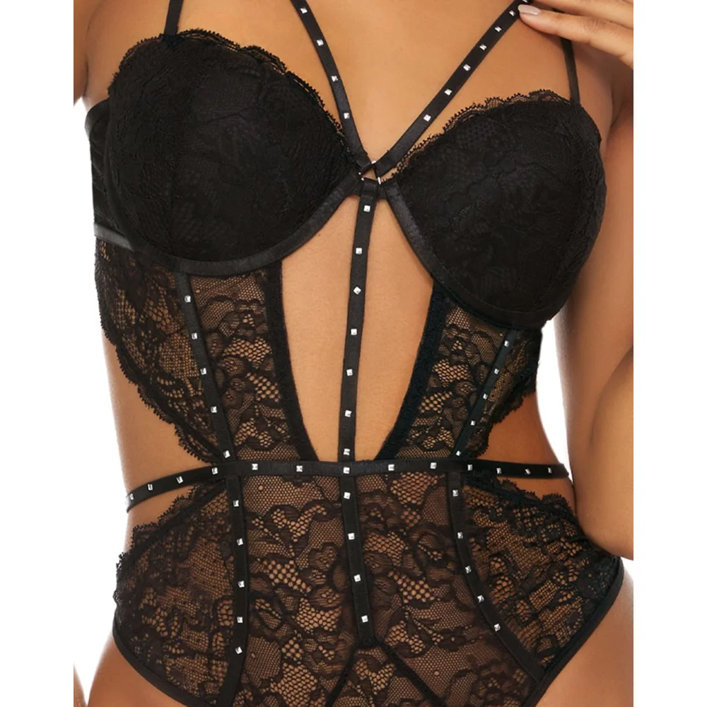 OEM/ODM High quality lady galloon lace with Temptation teddy lingerie bodysuit for women underwear sexy lace bodysuit