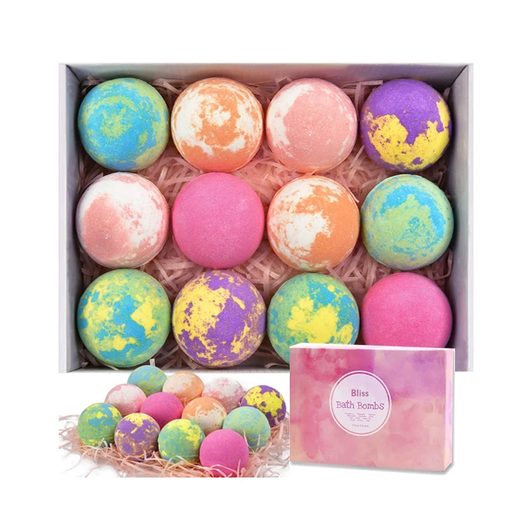 Wholesale luxury  gift set handmade natural adult bubble vegan kids organic gift set bath bombs 12