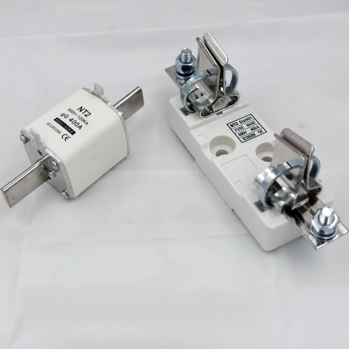 Good Quality hrc ceramic NH2 or NT2 Type Blade fuse base with 500V 120KA gG 400A NT2 NH2 hrc fuse link