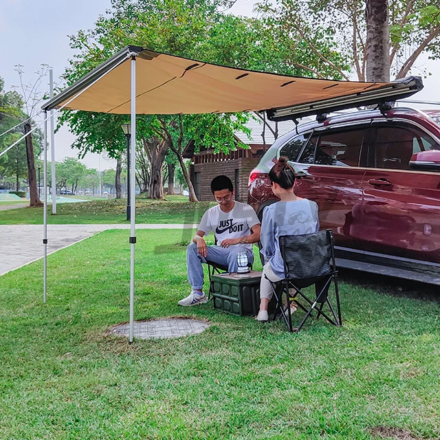 600D Oxford SUV Top Roof Tent Flat Waterproof Travelling Outdoor Camping Retractable Car Side Awning Roof Tent For Sun Shelter
