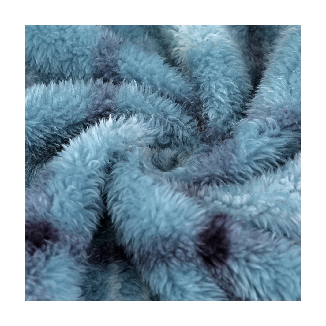 Custom Blanket Raw Material 100% Polyester Breathable Knitted Soft Sherpa Fleece Fabric With Printed
