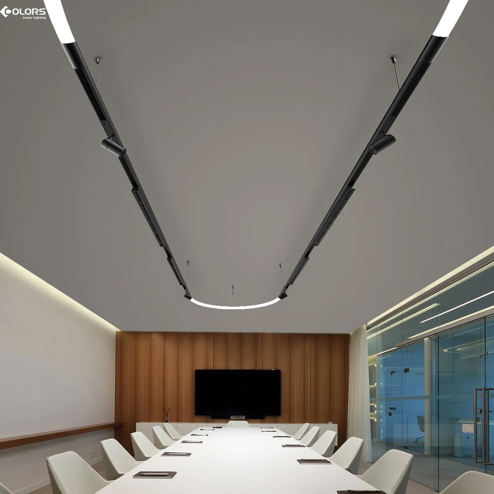 
Hot sale custom neon light track frame design 12 optical modules spliced asymmetric linear light 