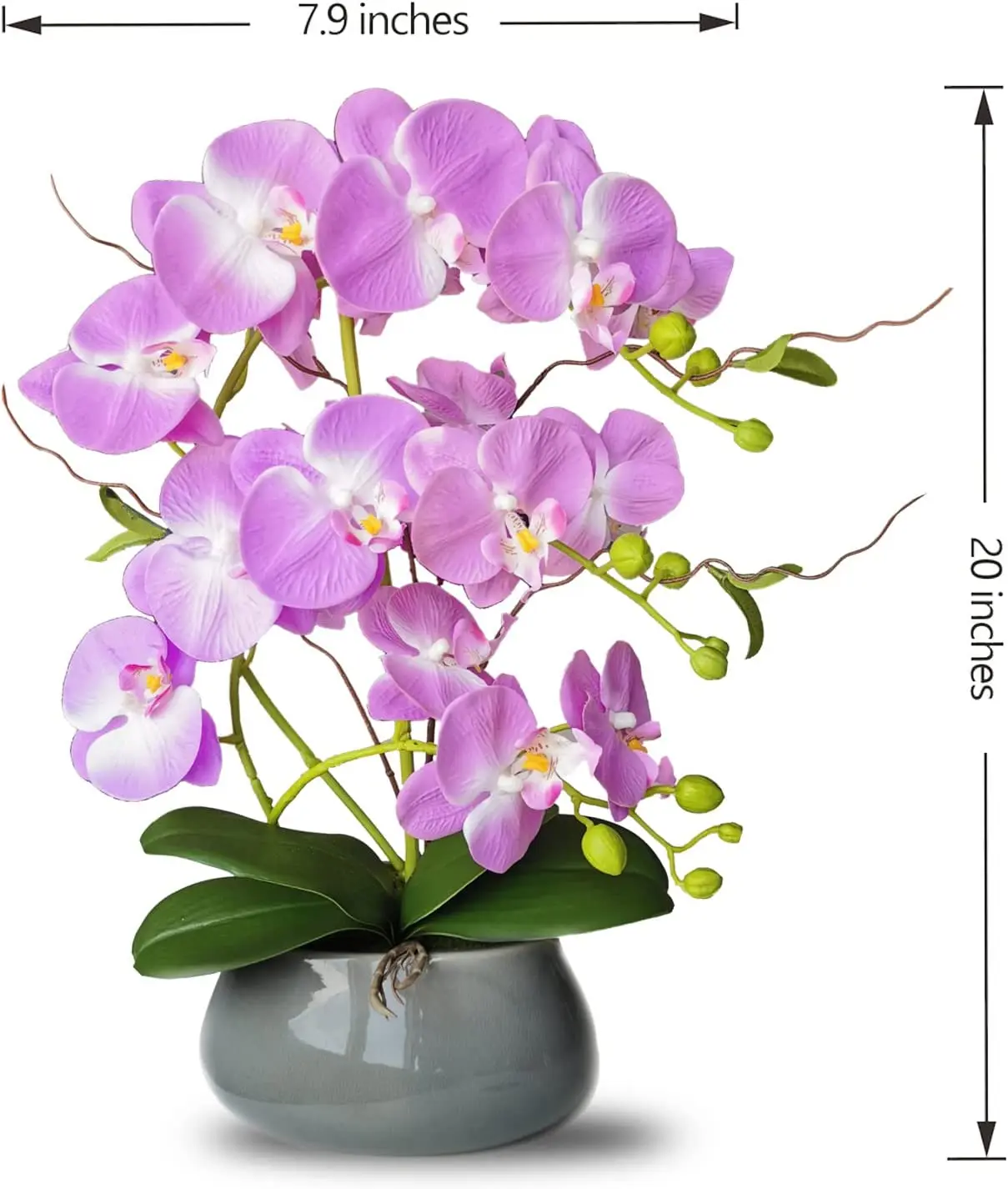 Factory direct customized artificial flowers phalaenopsis butterfly orchid in glass pot arrangement for home dec