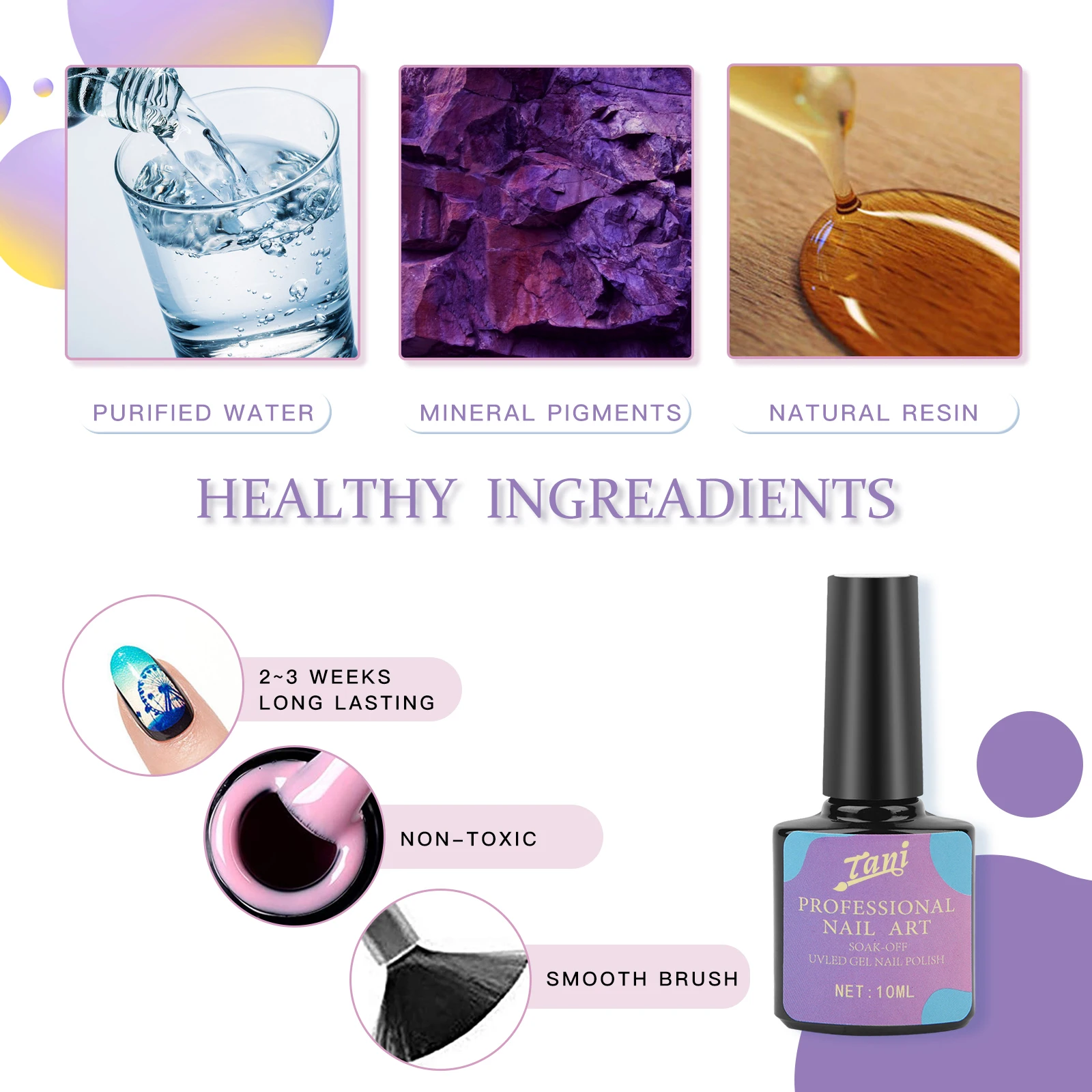 Tani Professional 8 Color Long Lasting UV Gel Polish Kit Private Label Nail Art Nail Gel Polish Set Box