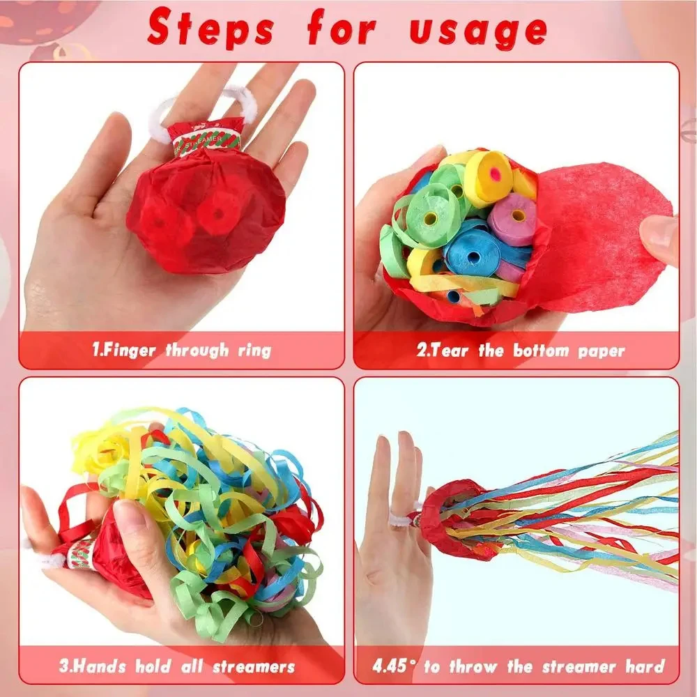 Birthday Wedding Party Supplies Props Hand Throw Streamers Poppers Ribbon Confetti No Mess Paper Throw Streamers