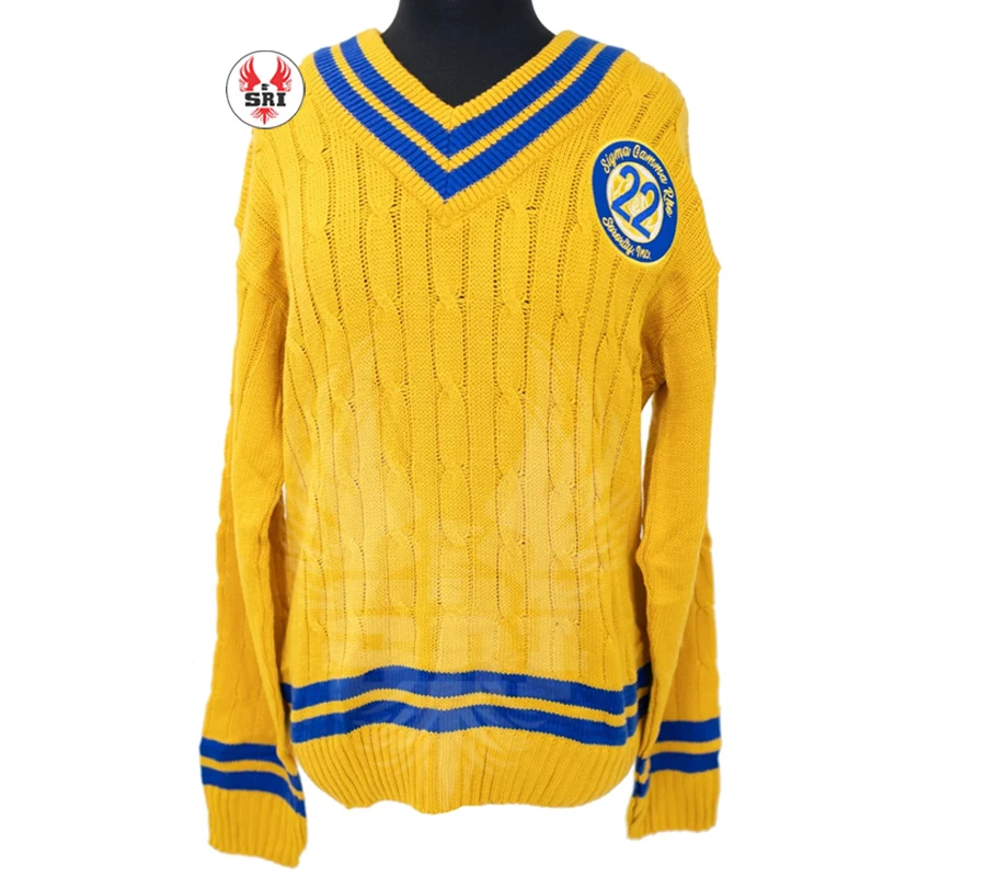 Sigma Gamma Rho Wholesale Custom OEM ODM Acrylic Cotton Knitted Varsity Sorority Greek Cardigan Sweater For Woman