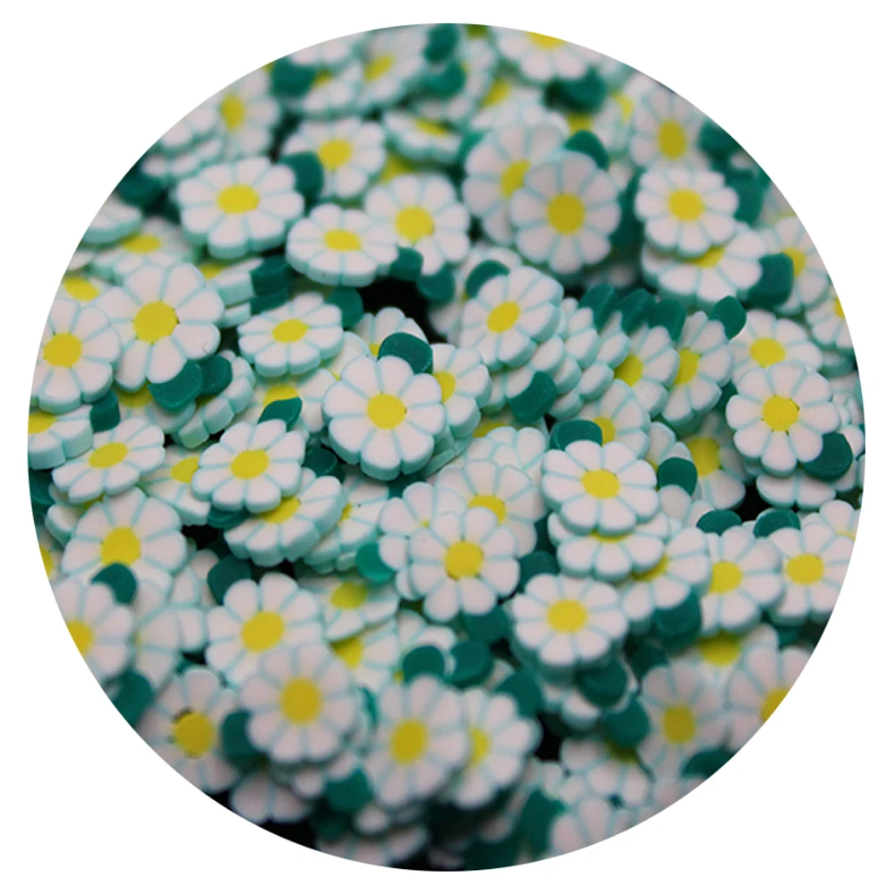Small MOQ Polymer Hot Clay Green Daisy Slice Sprinkles for Crafts DIY Slime Filling Accessories Nail Art Decoration Craft