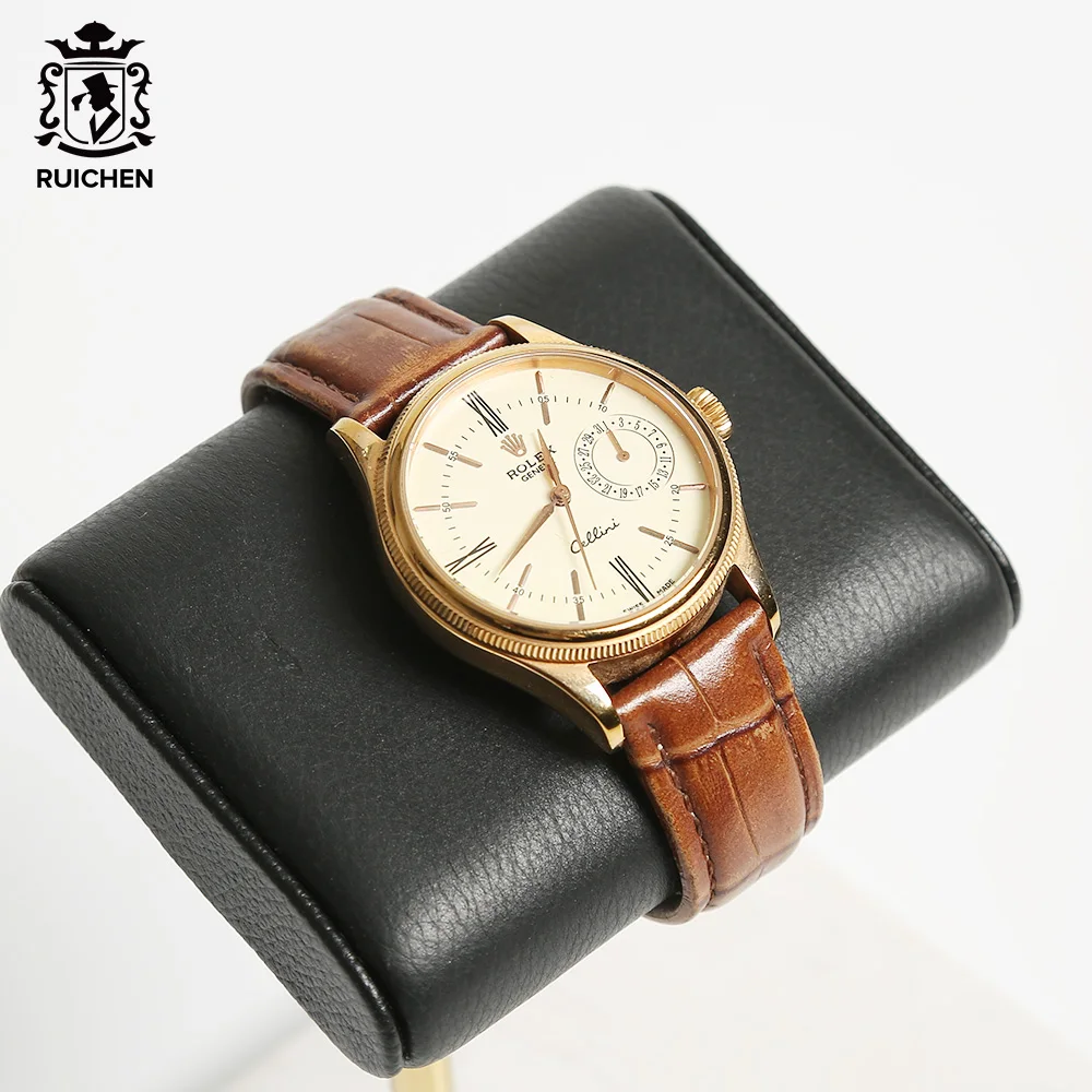 RuiChen Factory Wholesale Watch Stand PU Leather Watch Jewelry Bangle Display Stand Holder White Black Marble Base