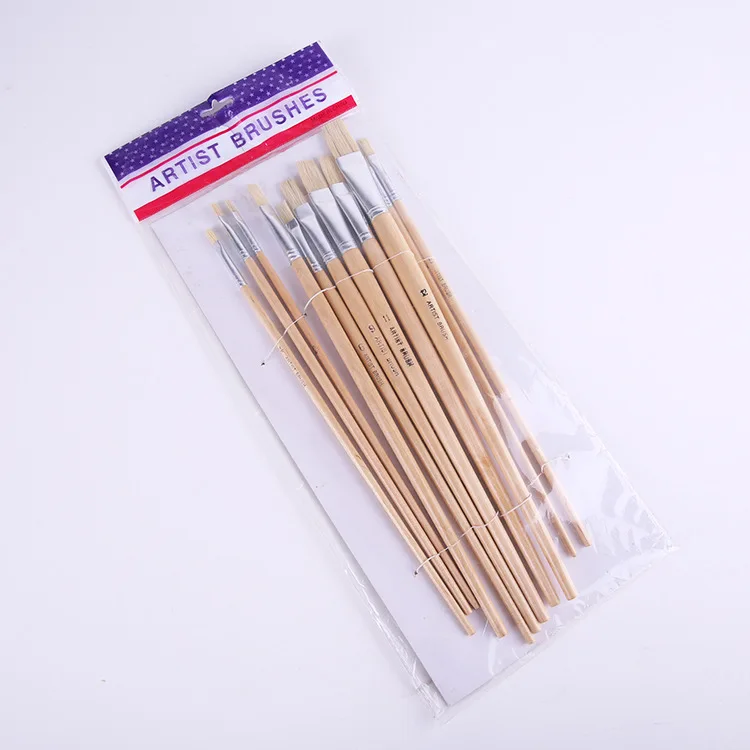 Artist 12PCS Paint Brush Set Professional Art Supplies Birch Bristles Hair Paint brushes for Acrylic Watercolor Oil Gouache Pain
