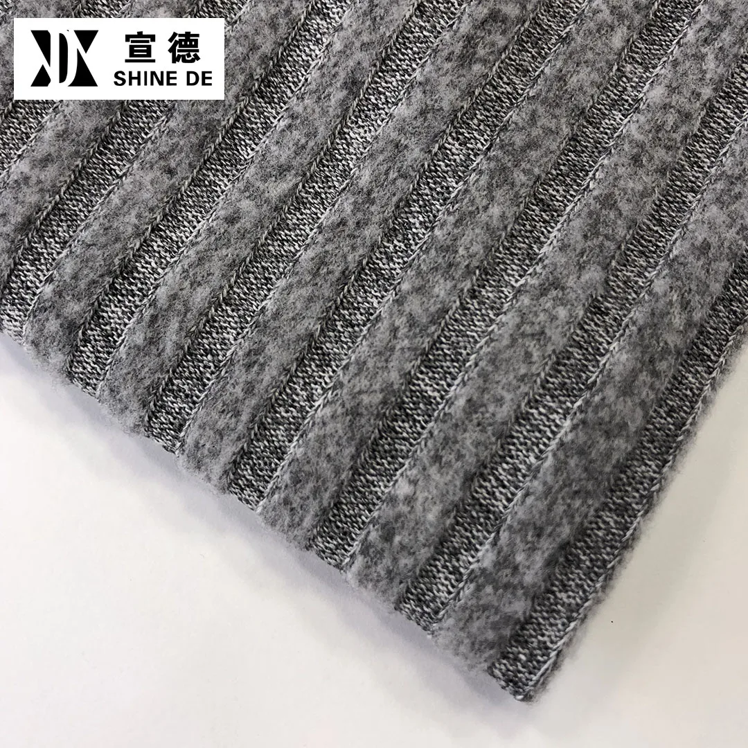 
SHINEDE 2020 hot sale grey melange strip brush fabric for women fashion 