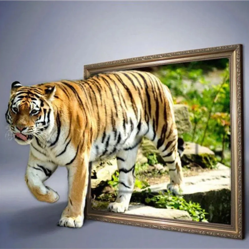 1pc DIY 5D Diamond Painting Art Craft 40*40cm Abstract Tiger Pattern Full Diamond Embroidery Cross Stitch Picture Wall