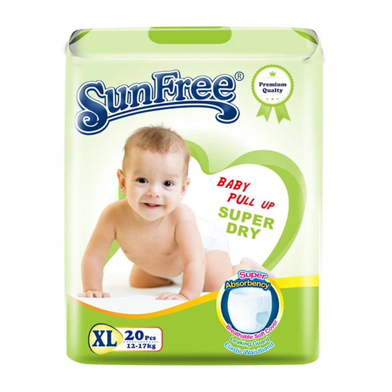 Unisoft sunfree brand wholesale soft care natural  disposable baby pants diaper manufacturer in China