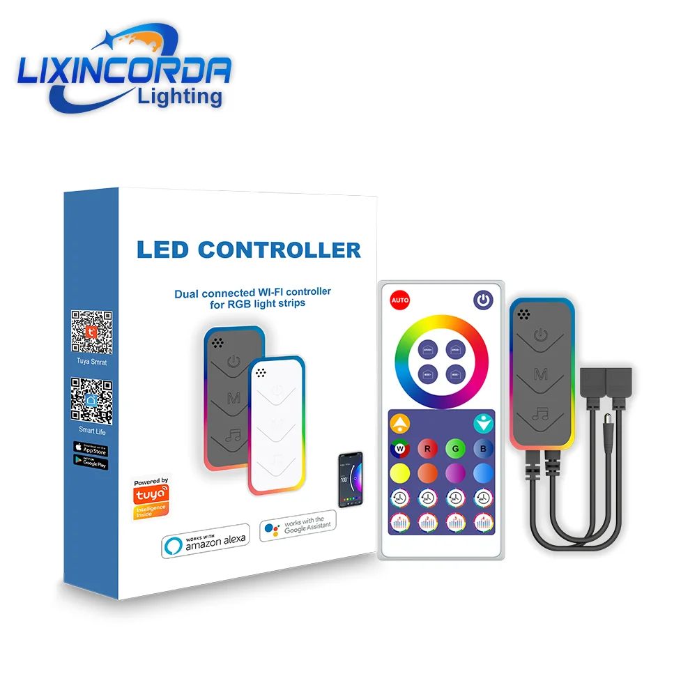 Мини-контроллер Tuya Smart Life 12 В RGB Wi-Fi с ИК-пультом ДУ 24 клавиши