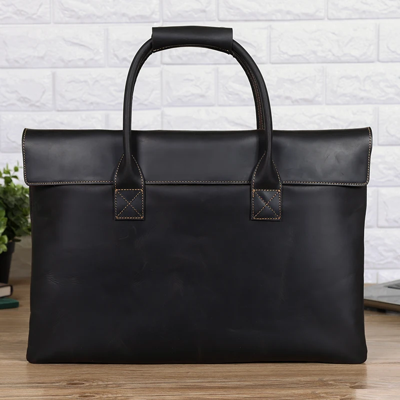 Новый дизайн индивидуальный логотип простая стильная сумка из натуральной кожи для мужчин кожаный портфель с зернистой поверхностью Crazy