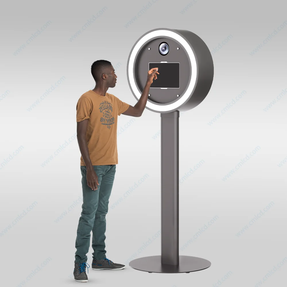 Portable LED Open Air Photo Booth with iPad Surface: White Metal Aluminum DSLR Photo Booth Shell for Small Weddings and Events