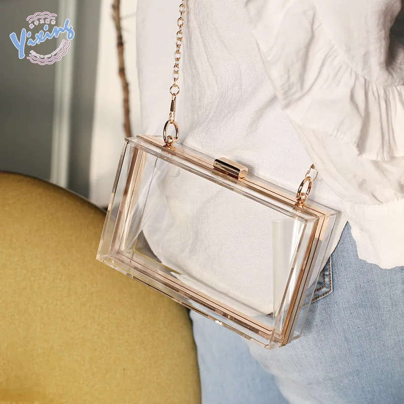Wholesale HighClass Evening Wedding Acrylic Transparent Box Clutch Bag For Women
