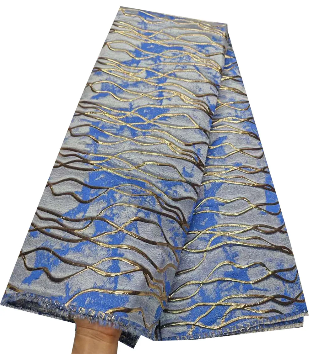 Beautifical African jacquard Fabrics Hot sale 5yards New nigerian Brocade fabric for wedding dress ML49N379