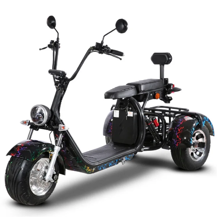 60V 2000W 3000W Motor Electric Trike Scooter 3 Wheels Fat Tire Steel Material Adults Lithium Battery 3-Wheeled Moped Passengers