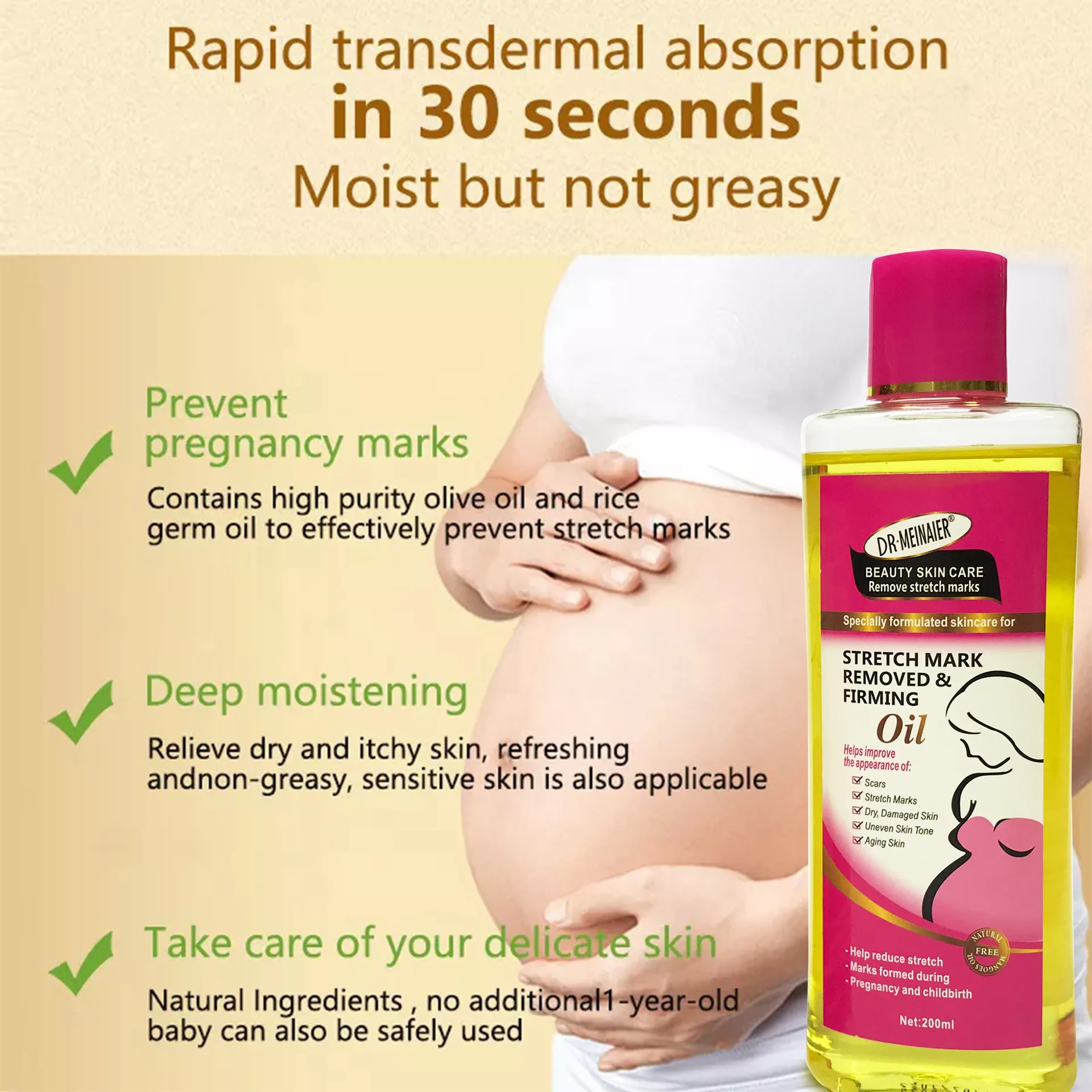 Stretch Marks Cream Essential Oil Private Label Natural Plant Extract 7 Days Scar Oil Stretch Mark Oil