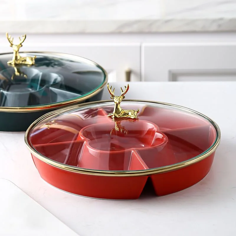 High-Grade Light Luxury Ceramic Fruit Plate Snack Candy Plate for Tea Tables Multi-layer for Living Room Household Dishes Plates