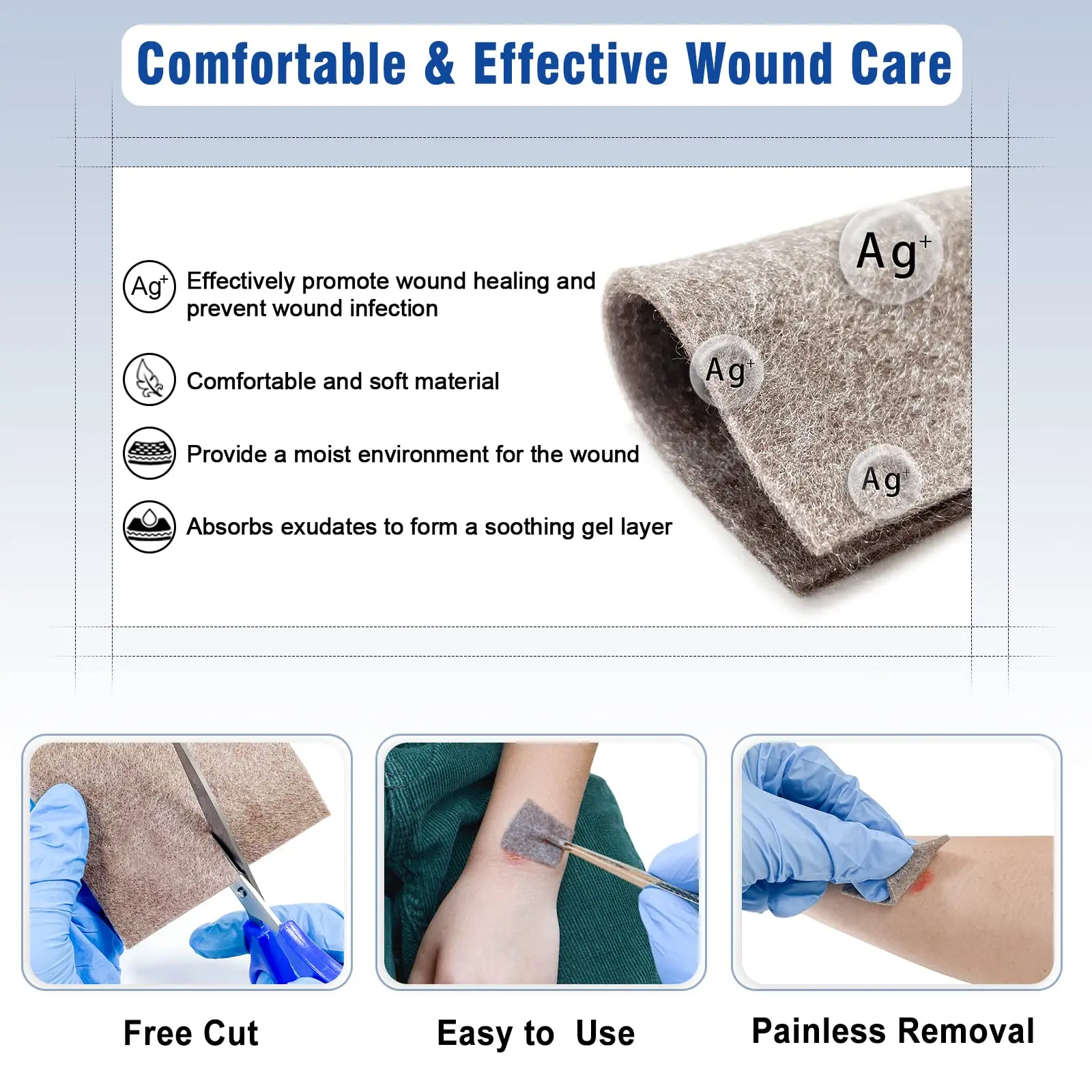OEM extracted natural Ag Calcium Alginate Wound Dressing for Stress wound