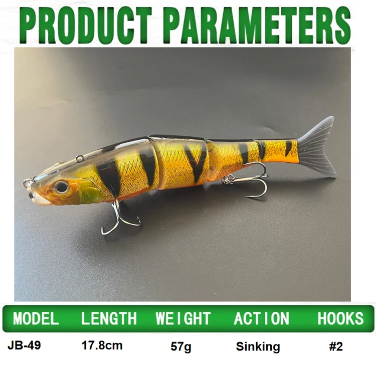 New Arrival 178mm 57g Sinking 4 Jointed Swimbait With Soft Removable Tail And Extra Hook Hanger Fishing Lures