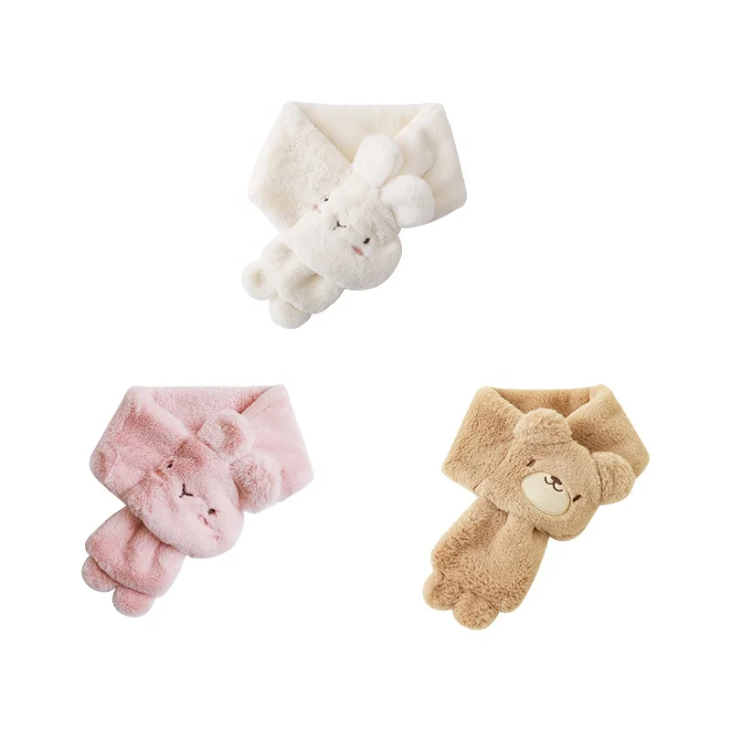 S0896/ Rabbit Toddler Fuzzy Kids Girls Scarf Fashion Personal Warmth Comfortable Baby Scarf