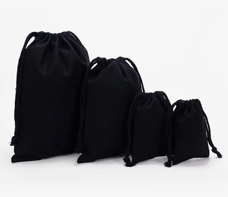 Wholesale Custom Printed Logo Canvas Top Opening Draw String Promotional Gifts Pouch Jewelry Cotton Drawstring Bag