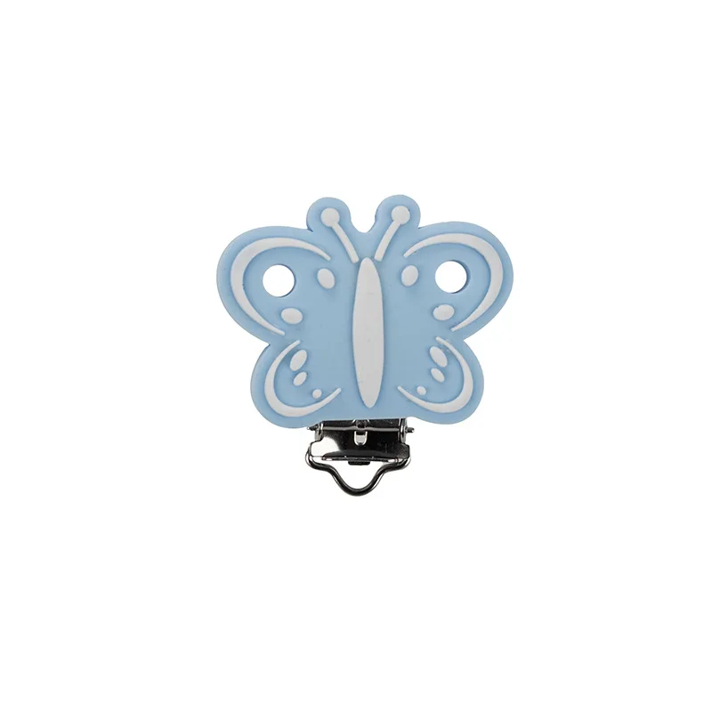Butterfly Pacifier Clip Holder Soot Nursing Accessories Silicone Stainless Steel Duckbill