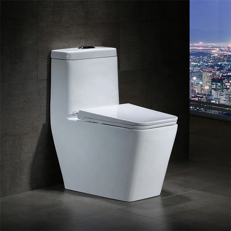 High quality sanitary ware floor mounted ceramic water closet siphon flush toilet bowl bathroom commode square one piece toilet