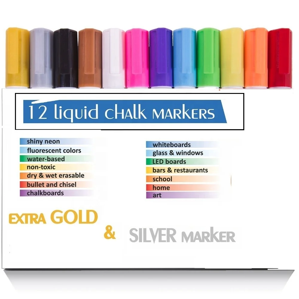 2022 new  Dual Tip Assorted Color Chalk Markers for Blackboard Liquid Chalk Markers OEM Chalkboard pen