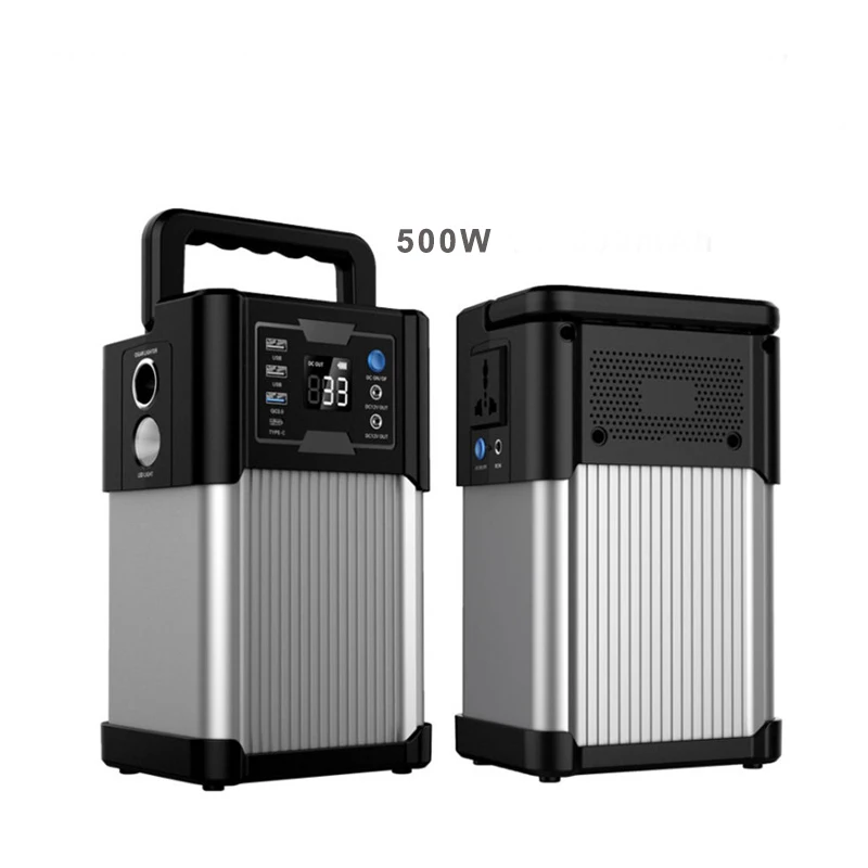 Outdoor Portable Generator 110V 220V Rechargeable Solar Power Station System 500W Emergency Power Supply Lithium Battery