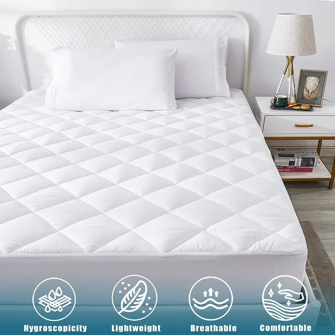 Wholesale Customized Color Waterproof Quilted Fitted bed Waterproof Mattress Cover protector