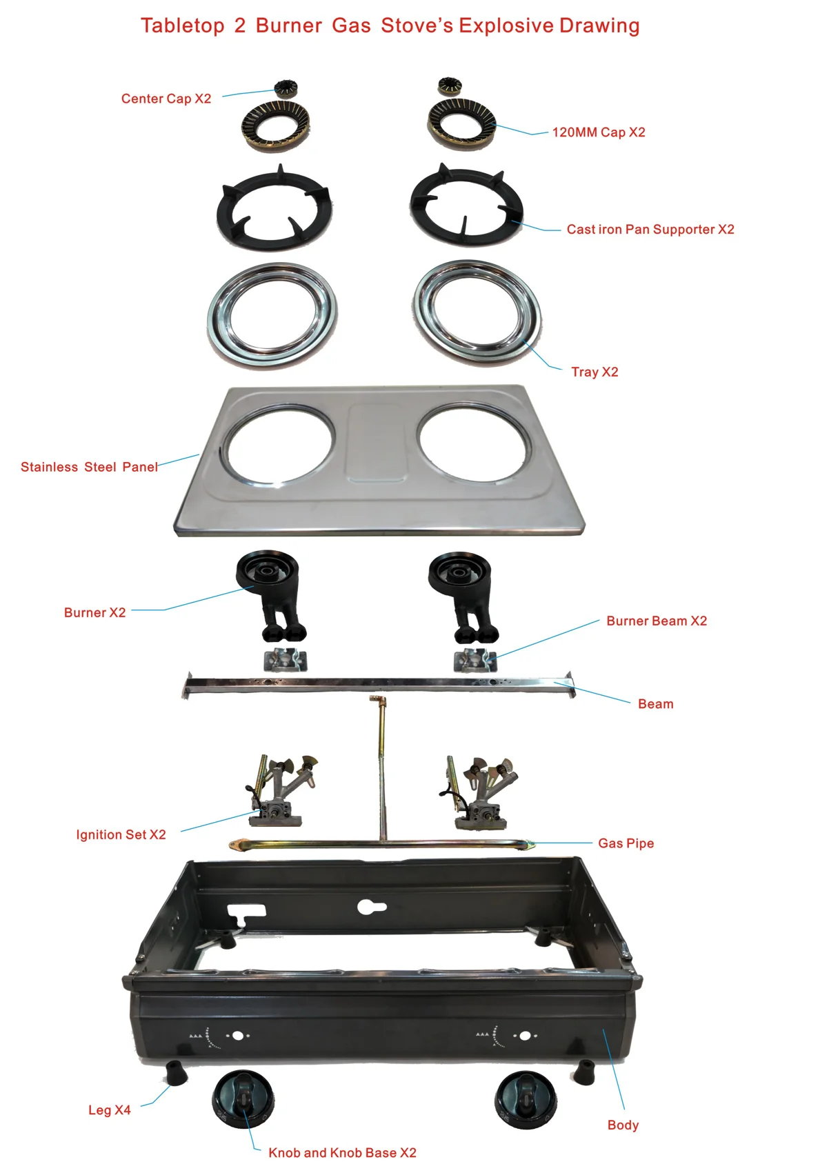 Nigeria stainless steel cooktop CKD gas cooker two burner gas stove High Quality Home Cooking Appliance Cooker