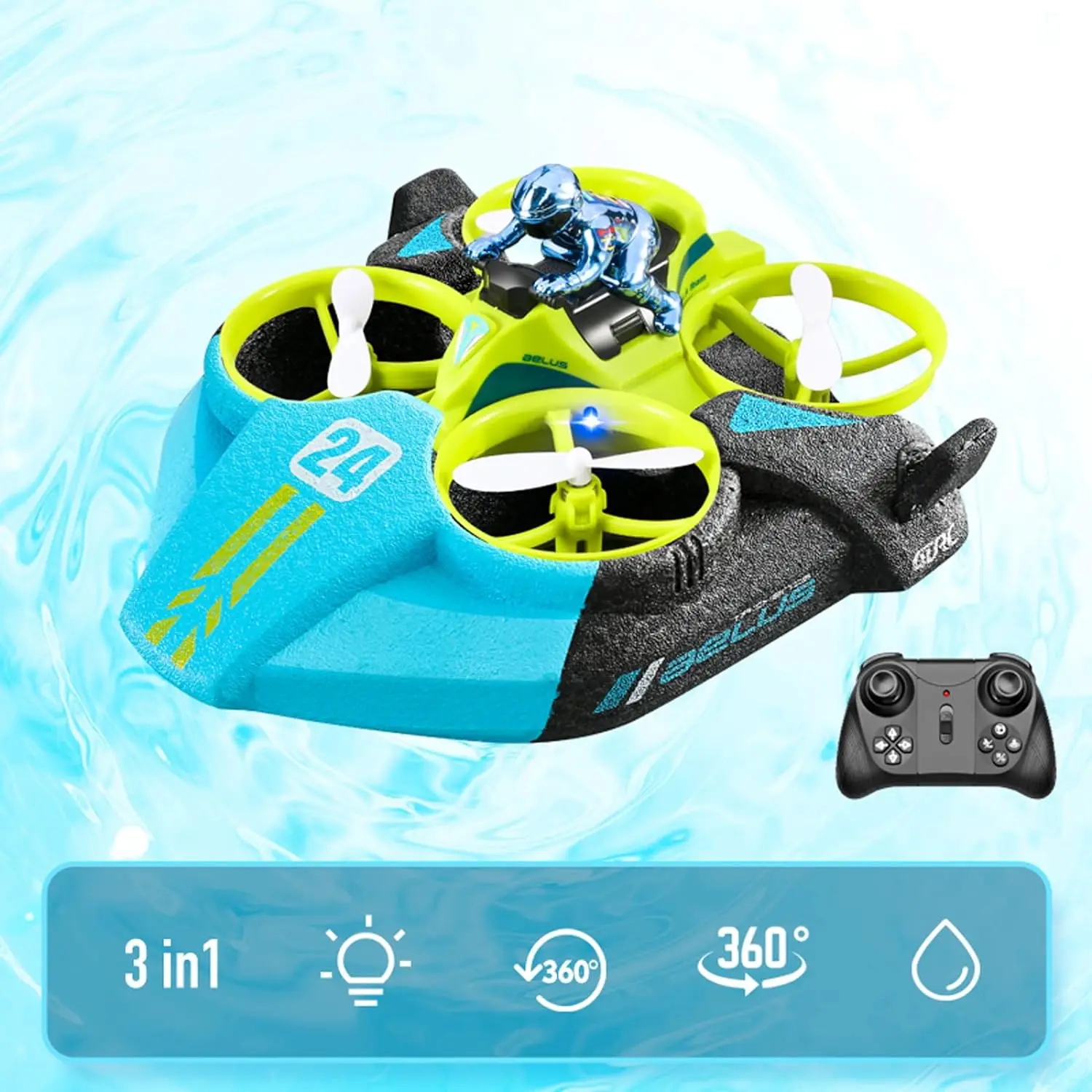 3 in 1 Sea Land Air Flight Remote Control Car Boat RC Quadcopter Drone Aircraft Hovercraft Toy RC Helicopter