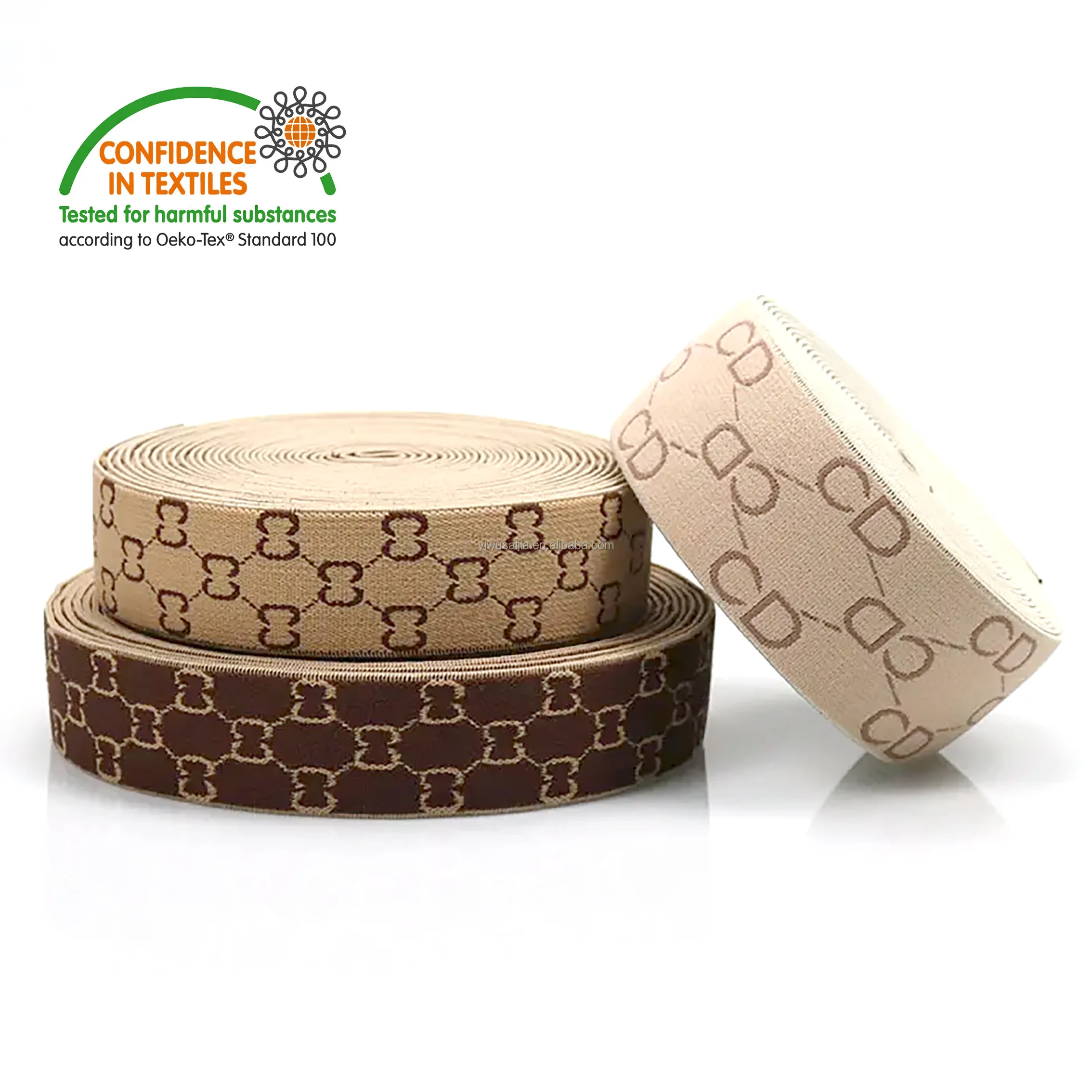 Custom LOGO High Quality Jacquard Underwear Nylon Polyaide Polyester Elastic Band Jacquard Elastic Band 3.8cm