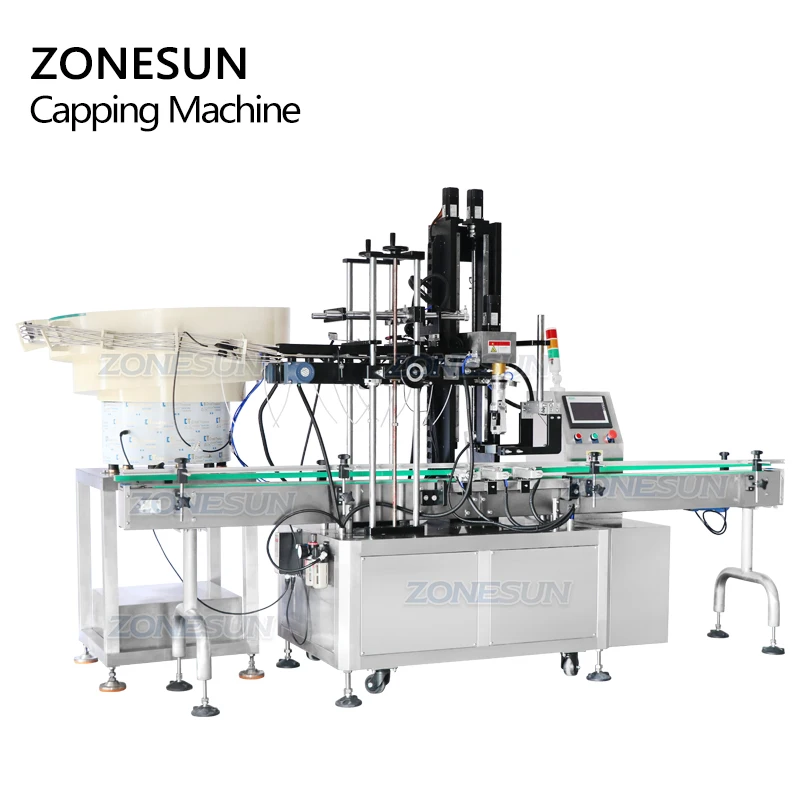ZONESUN ZS-XG445 Automatic Screw Servo Trigger Spray Bottle Capping Machines With Cap Vibratory Feeder