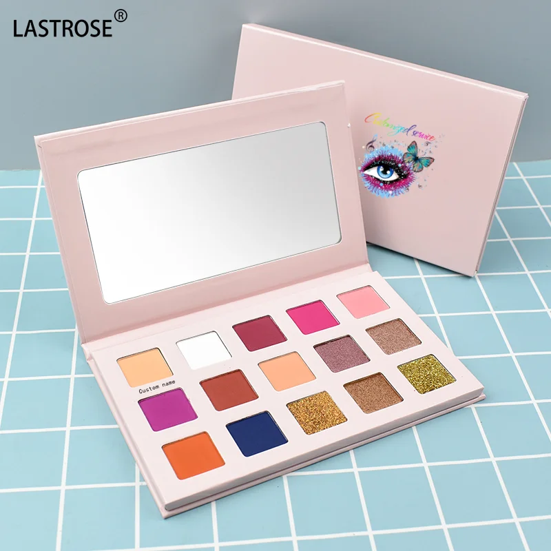 Wholesale 15 Colors pink Eyeshadow Palette square Shape Eye Shadow Private Label Eyeshadow Packaging