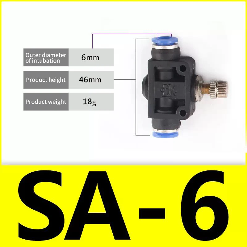 SA Control 4-12 OD  Flow Control Valve Speed Controller Pneumatic Push To Connect Air Fitting