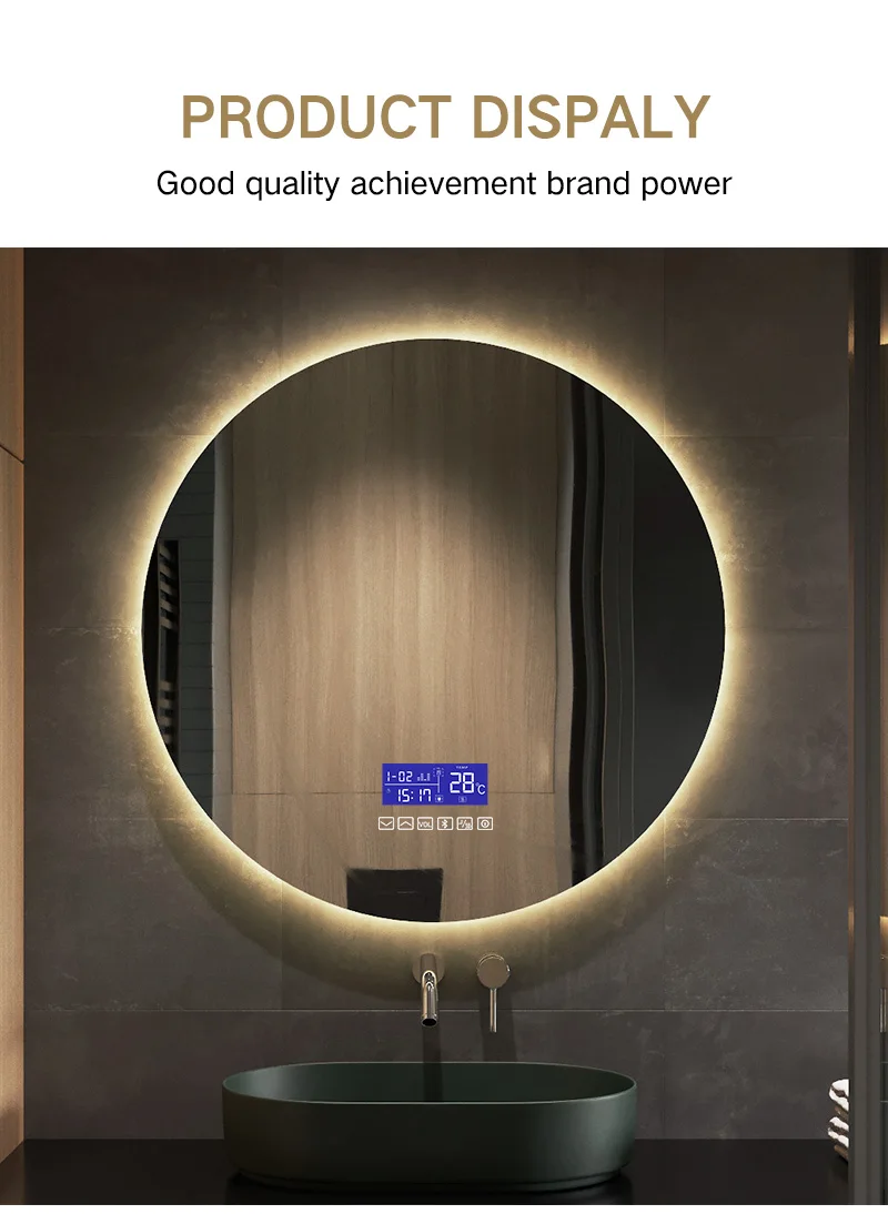 Bath Smart Mirror Defogging LED Lights make up Bathroom Mirror With Bluetooth Speaker