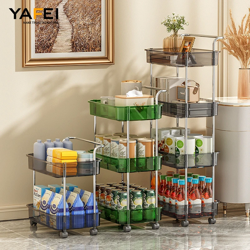 Large Capacity Practical Bathroom Kitchen Tool Storage Plastic Kitchen Tool Storage Plastic Rolling Cart