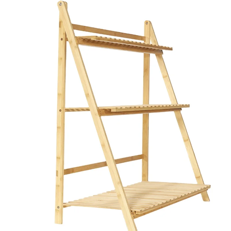 Hot sales bamboo flower shelf bamboo flower stand 3 layer planter wholesales