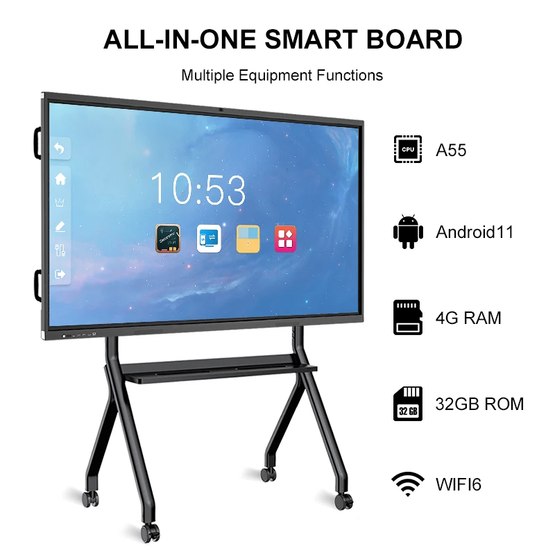 65 86 inch interactive flat panel all in one interactive whiteboard mart board for classroom