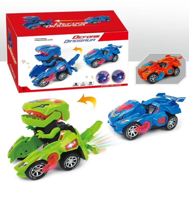 Hot selling plastic electronic Transformable dinosaurs chariot car Changeable robot toy for kid