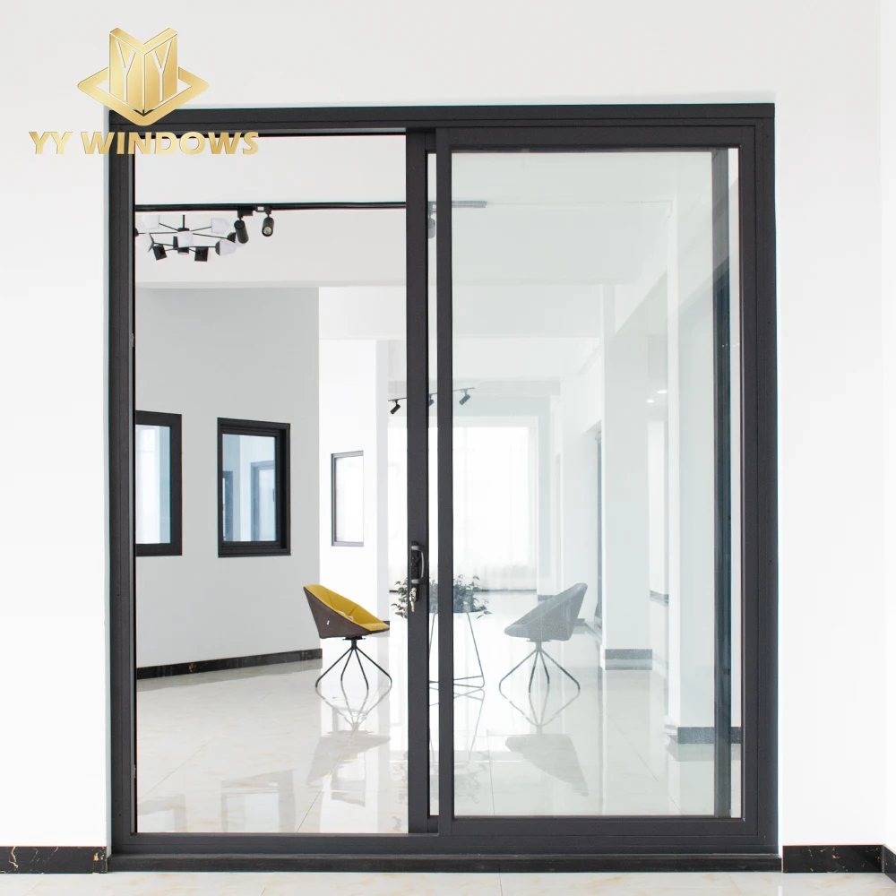 NFRC Certificate Modern High Quality Aluminum Glass Sliding Door Exterior 2 tracks Thermal Break Double Glazed Sliding Doors