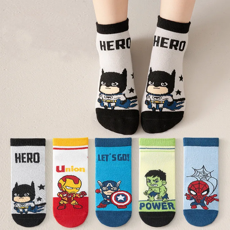 Wholesale Baby Socks 5 Pack Girl Boy Soft Superhero Infant Combed Cotton Cartoon Kids Child Children Cute Sock