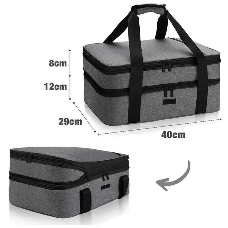 Outdoor Picnic Hot Food Thermal Insulated Cooler Travel Carry Bag Casserole Carrier for Trip Birthday Party Christmas Day
