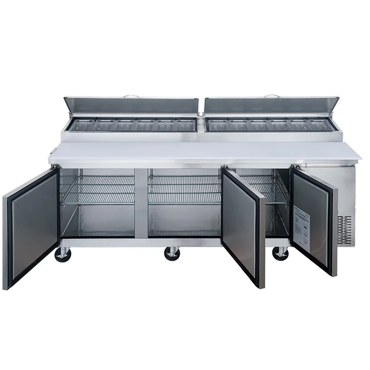 Stainless steel Refrigeration Equipment Commercial Pizza Prep Counter Top Table Refrigerators